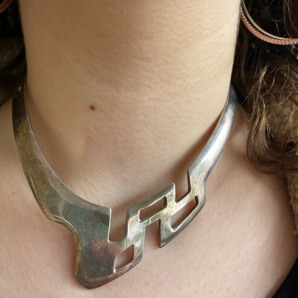 Mexican Sterling Silver Abstract Choker Necklace